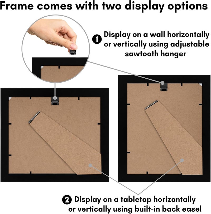 Americanflat 7x8 Picture Frame with Shatter-Resistant Glass - Gallery Style Frame with Engineered Wood - Signature Collection - Photo Frame for Tabletop and Wall Display - Black - Image 5
