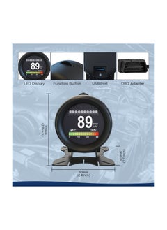 SYOSI جهاز قياس سرعة السيارة متعدد الوظائف OBD HUD من X60، مقياس درجة حرارة الماء، اختبار الأعطال، لمركبات OBD-II القياسية 12 فولت، شاشة عرض للسيارات HUD  - Image 4