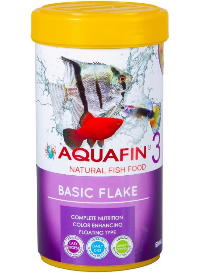 AQUAFIN Aquafin Basic Flake, Complete balanced daily food for all fishes 500 ml  - Image 1