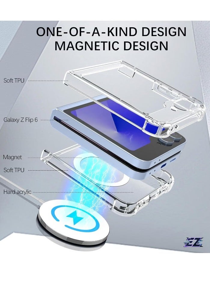 ELTRAZONE Samsung Galaxy Z Flip 6 Case Cover – Transparent Shockproof Protection, Yellowing Resistant, Magnetic Phone Case, Compatible with MagSafe for Galaxy Z Flip 6 5G - Image 2