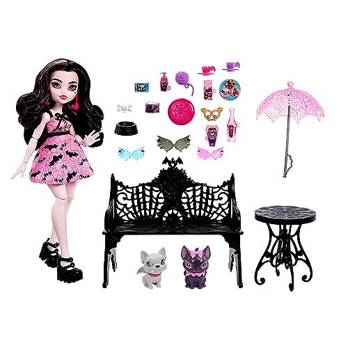 MONSTER HIGH دمية ومجموعة ألعاب ماتيل مونستر هاي® دراكولاورا® عض في الحديقة™، متوسطة - Image 3