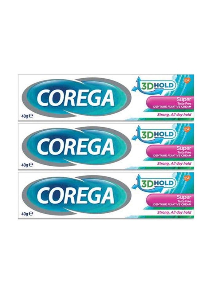 Corega Super Denture Fixative Cream With Mint Flavour 40G 3PCS