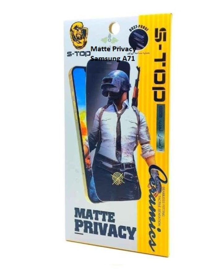 اس-توب حماية شاشة سيراميك ضد بصمات الأصابع تدعم الخصوصية لهاتف سامسونج جالاكسي A71 أسود