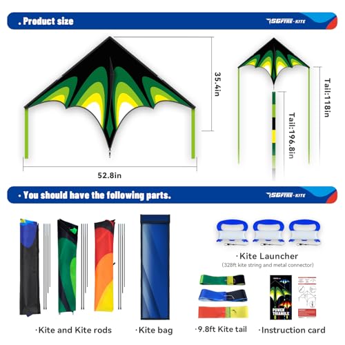 SGftre Delta Kite Easy to Fly,Single Line String with Tail for Beach Flying Kites for Kids and Adults Kites Outdoor Trip Park Family Game (Skyward Prairie 3-Piece Set) - Image 3