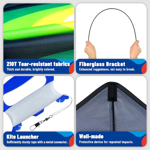 SGftre Delta Kite Easy to Fly,Single Line String with Tail for Beach Flying Kites for Kids and Adults Kites Outdoor Trip Park Family Game (Skyward Prairie 3-Piece Set) - Image 4