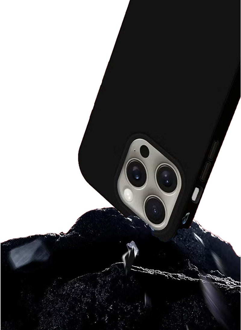 CATANES iPhone 15 Pro Max Case Silicone Case Full Body Protective Cover Shockproof Slim Phone Case Anti-Scratch Soft Microfiber Lining Black - Image 4