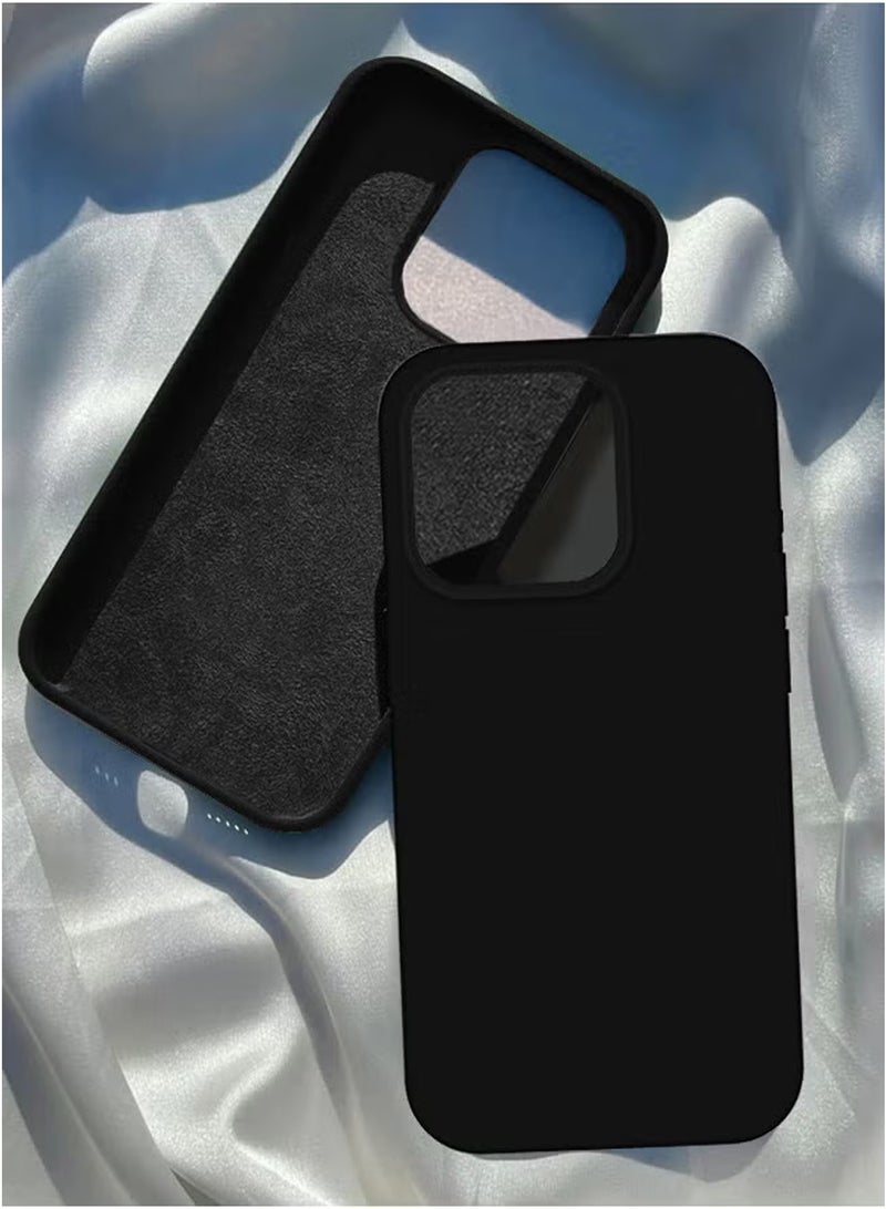 CATANES iPhone 15 Pro Max Case Silicone Case Full Body Protective Cover Shockproof Slim Phone Case Anti-Scratch Soft Microfiber Lining Black - Image 1