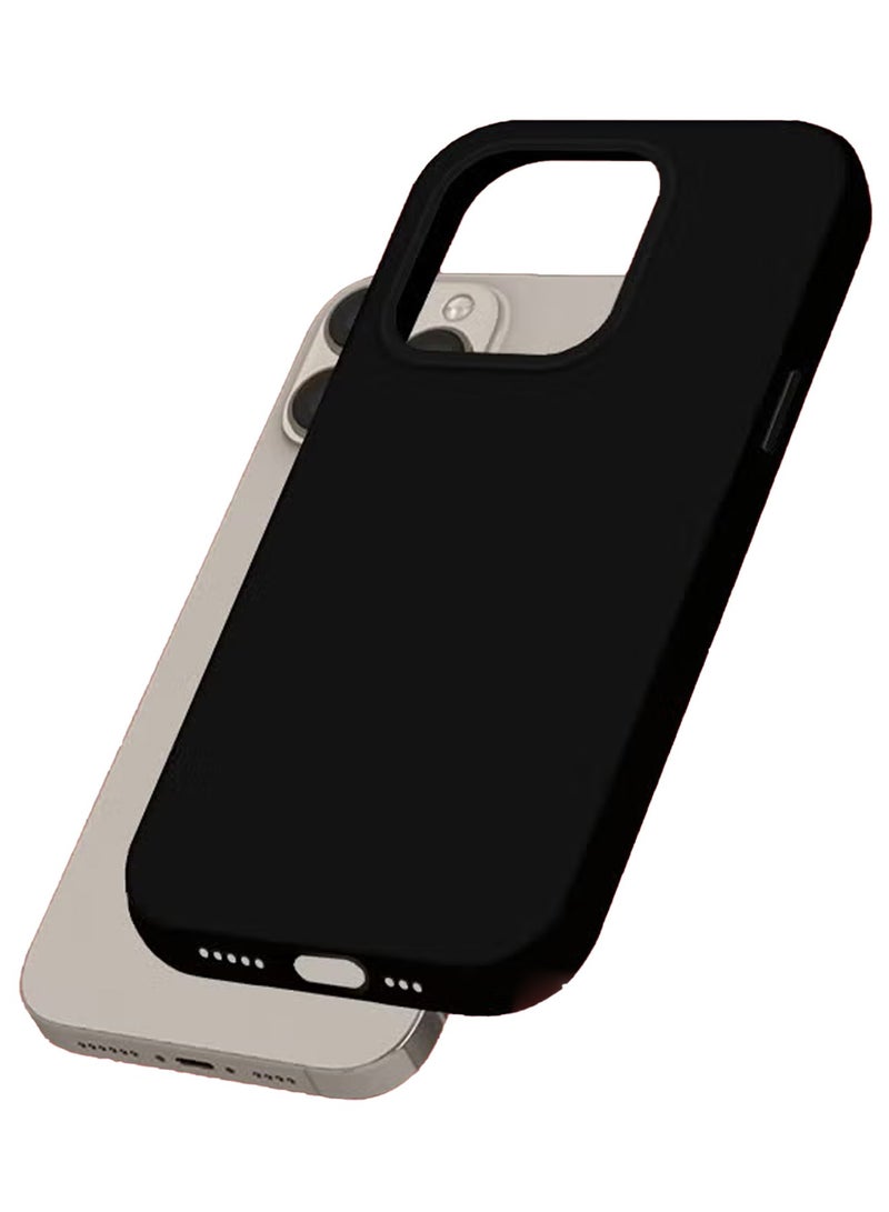 CATANES iPhone 15 Pro Max Case Silicone Case Full Body Protective Cover Shockproof Slim Phone Case Anti-Scratch Soft Microfiber Lining Black - Image 2