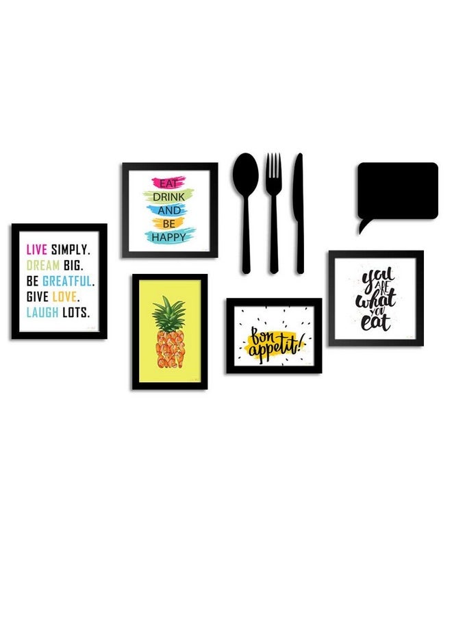 Art Street Art Street Set Of 5 Wall Photo Frame/Art Prints For Dinning Table, Kitchen Or Eating Area With Mdf Cutlery And Chalk Board - Synthetic Wood  - Image 1