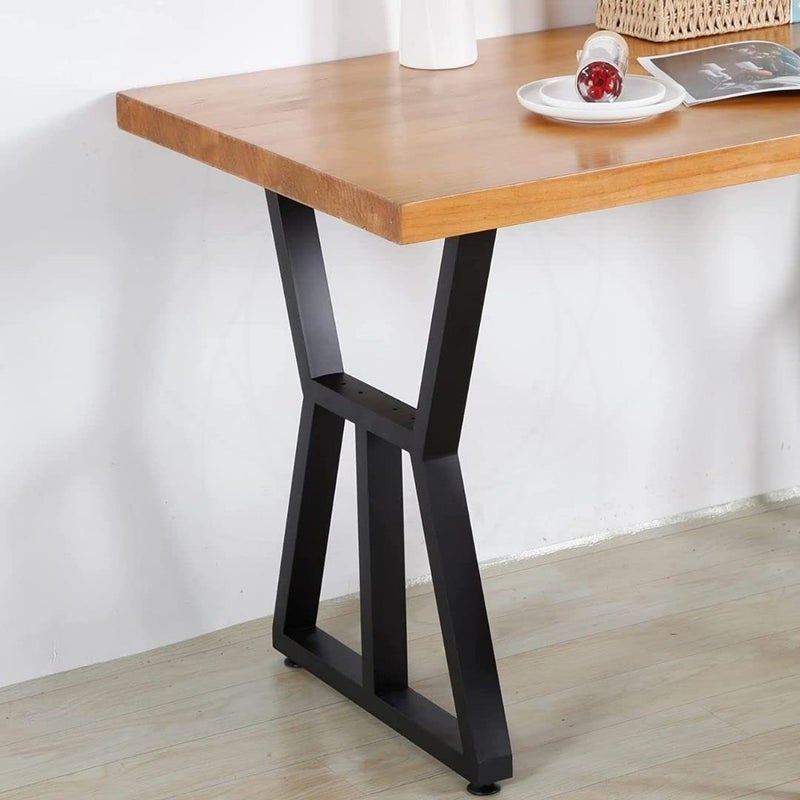 Cartvilla CARTVILLA Metal Table Legs DIY Furniture Legs Black Dining Table Leg Cast Iron Legs Computer Desk Legs Office Desk Legs Set of 2 W Shape - Image 2