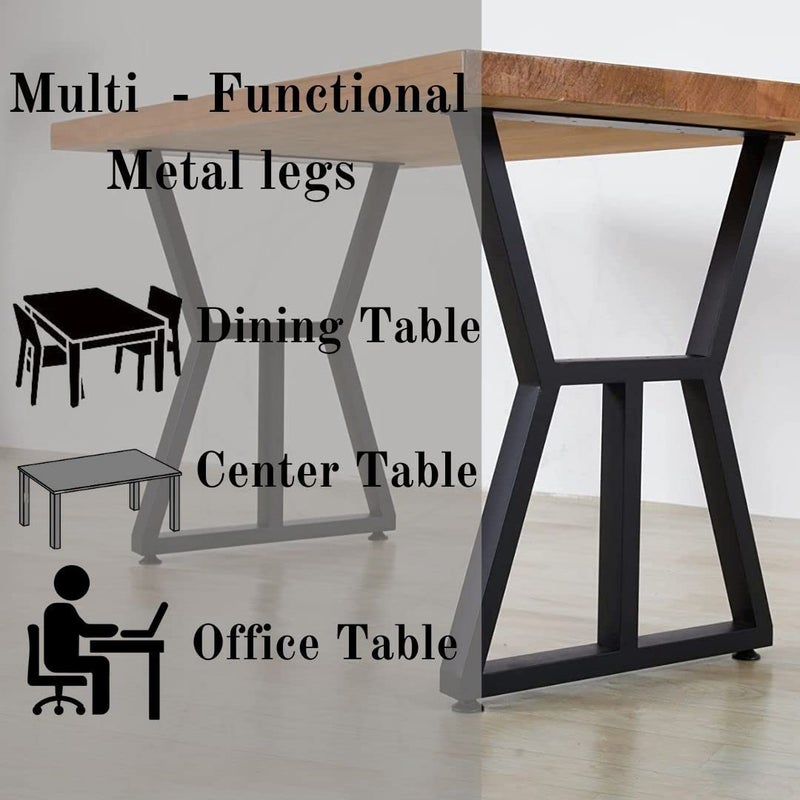 Cartvilla CARTVILLA Metal Table Legs DIY Furniture Legs Black Dining Table Leg Cast Iron Legs Computer Desk Legs Office Desk Legs Set of 2 W Shape - Image 4