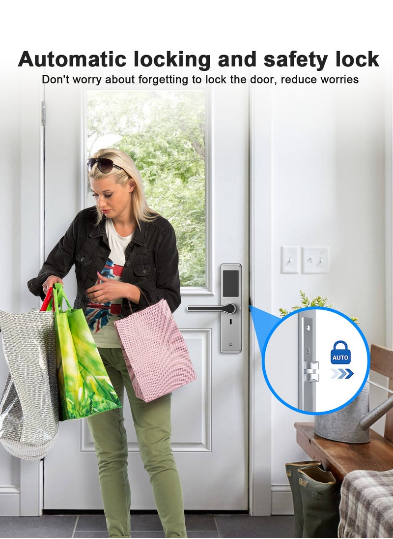 Makayuron Smart Lock Smart Door Lock  with 5 Unlocking Methods: Fingerprint, Password, NFC, Mechanical, Bluetooth, Emergency Charging Port, and Stainless Steel Design  - Image 5