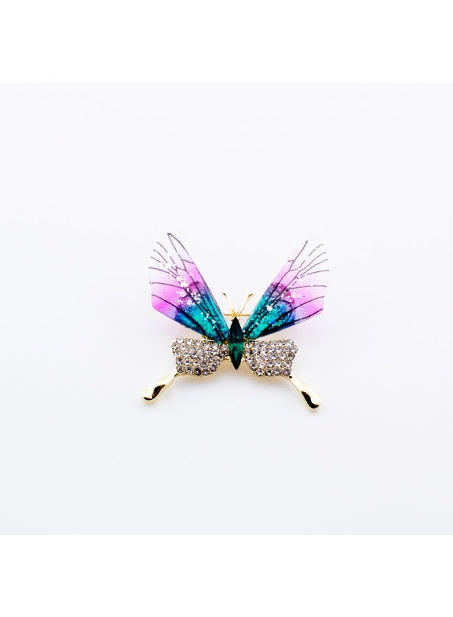 Golden Purple Zirconic Butterfly Brooch