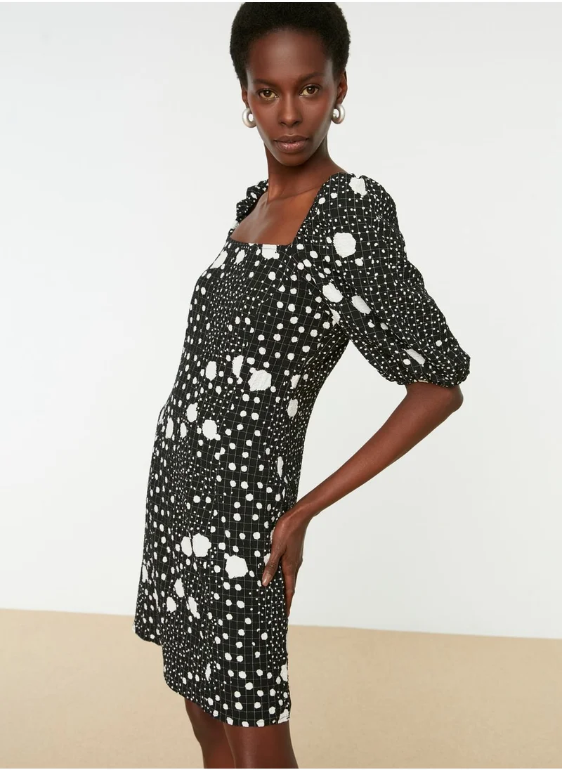 trendyol Puff Sleeve Printed Dress