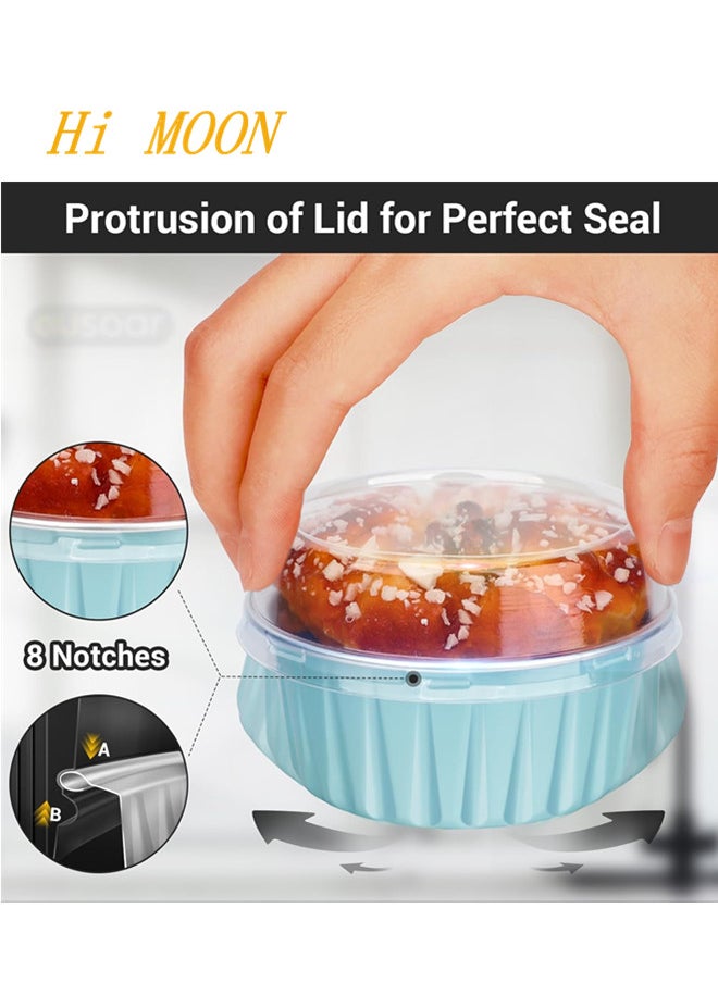 Hi Moon 25Packs 5oz Disposable Ramekins with Lids, Lake Blue Aluminum Foil Mini Muffin Liners, Dessert Cheesecake Pan Creme Brulee Cupcake Ramekins Containers for Catering Gathering Club Wedding Party  - Image 2