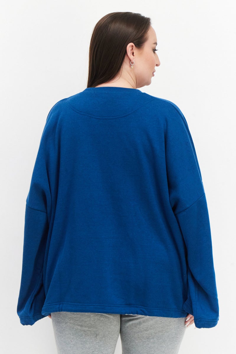 Adidas Women Sportswear Fit Long Sleeve Training Sweatshirt, Blue - Image 2