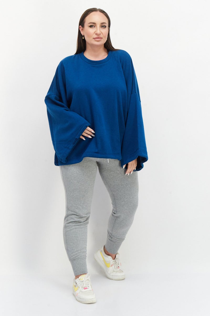 Adidas Women Sportswear Fit Long Sleeve Training Sweatshirt, Blue - Image 4