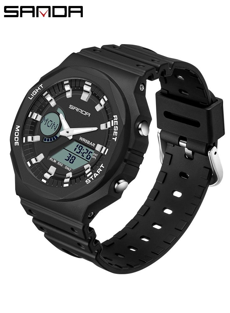 SANDA G- Style Top Luxury Men's Quartz Watches Waterproof Men Sport Watch Dual Display LED Digital Wristwatch - Image 1