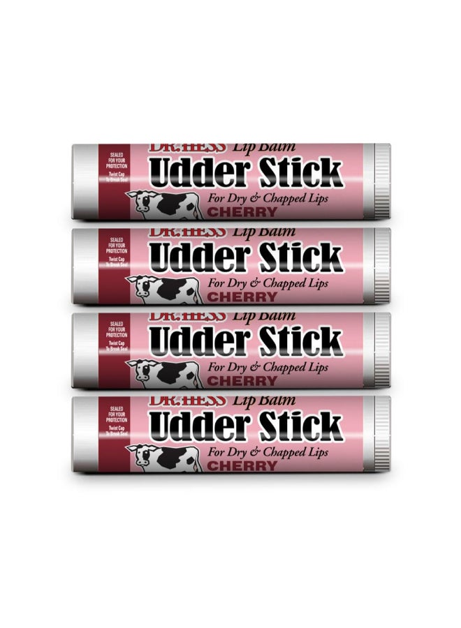Dr Hess Original Udder Stick SPF Lip Balm Soothing Moisturizer Sun Screen Balm for Dry Lips with Jojoba Beeswax Shea Butter Total Lip Care Hydration Repair Cherry Flavor 4 Pack - Image 3