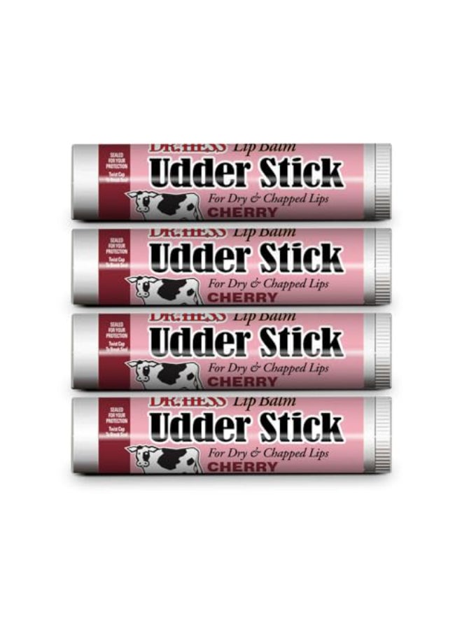 Dr Hess Original Udder Stick SPF Lip Balm Soothing Moisturizer Sun Screen Balm for Dry Lips with Jojoba Beeswax Shea Butter Total Lip Care Hydration Repair Cherry Flavor 4 Pack - Image 1