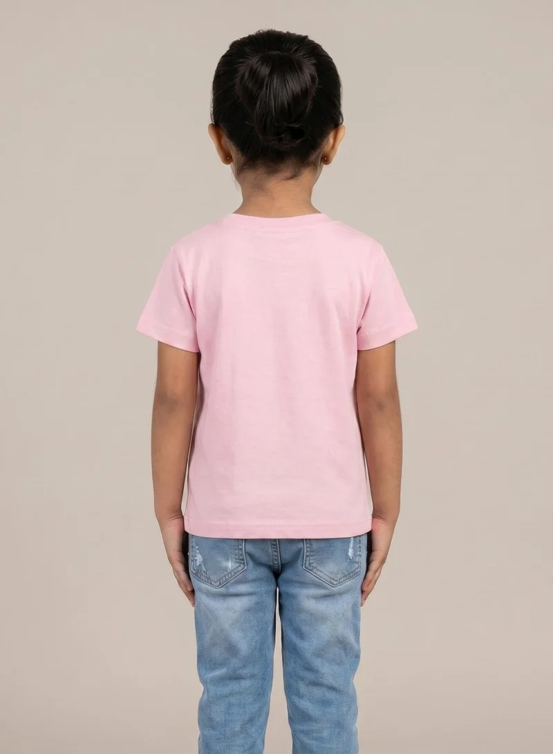 بيبي كلو Girls Cute Cat Love Pink T-Shirt