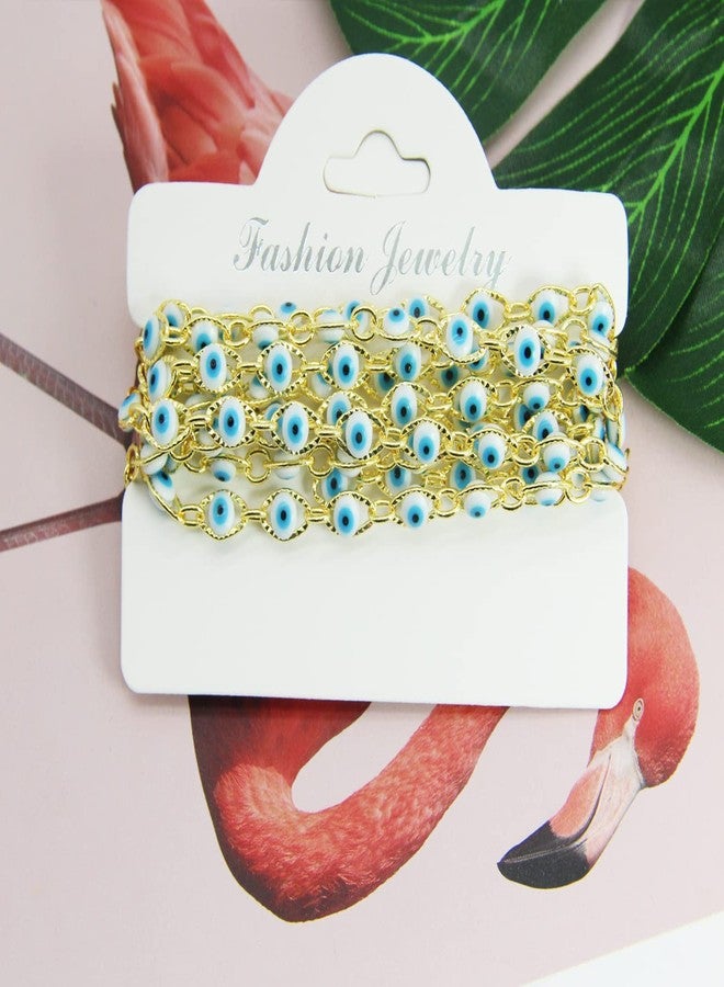 PAMIR TONG Handmade Turkish Evil Eye Beaded Link Chain with Golden Plated Brass Findings for Bracelet Necklace Glass Mask Decoration Shoes Clothes Jewelry Making (CC45) - Image 4