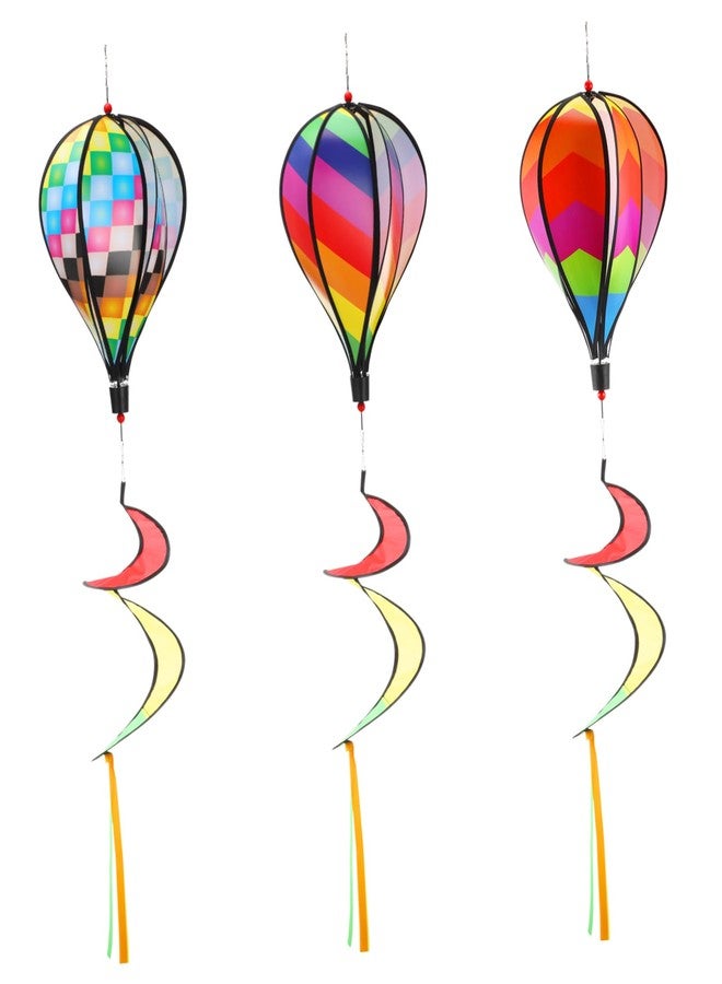 Inoomp 3Pcs Rainbow Hot Air Balloons - Wind Spinner Garden Decor - Spinner Wind Chime Colorful Rotating Windmill for Outdoor Hanging Decoration - Image 1