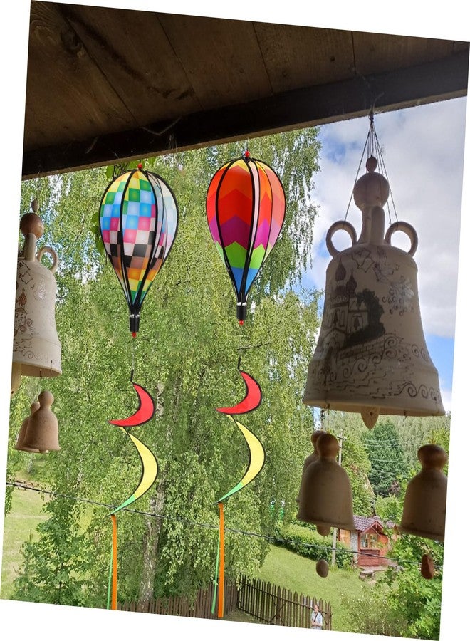 Inoomp 3Pcs Rainbow Hot Air Balloons - Wind Spinner Garden Decor - Spinner Wind Chime Colorful Rotating Windmill for Outdoor Hanging Decoration - Image 3