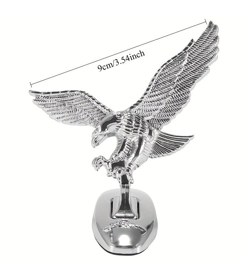 Silver Durable 3D Chrome Plated Eagle Car Ornament Waterproof Self Adhesive - Image 2