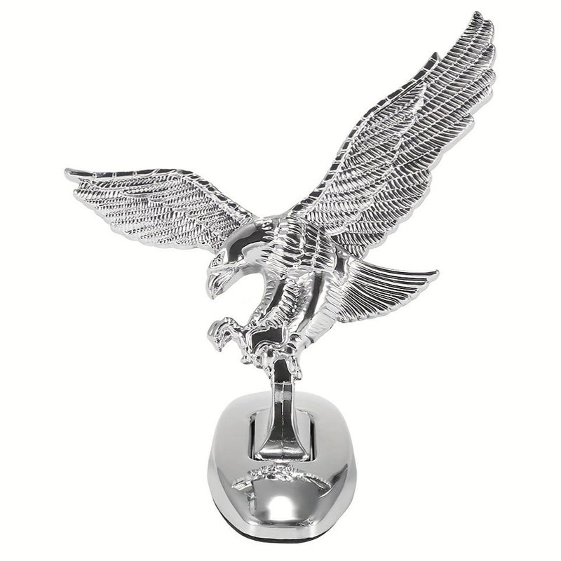 Silver Durable 3D Chrome Plated Eagle Car Ornament Waterproof Self Adhesive - Image 1