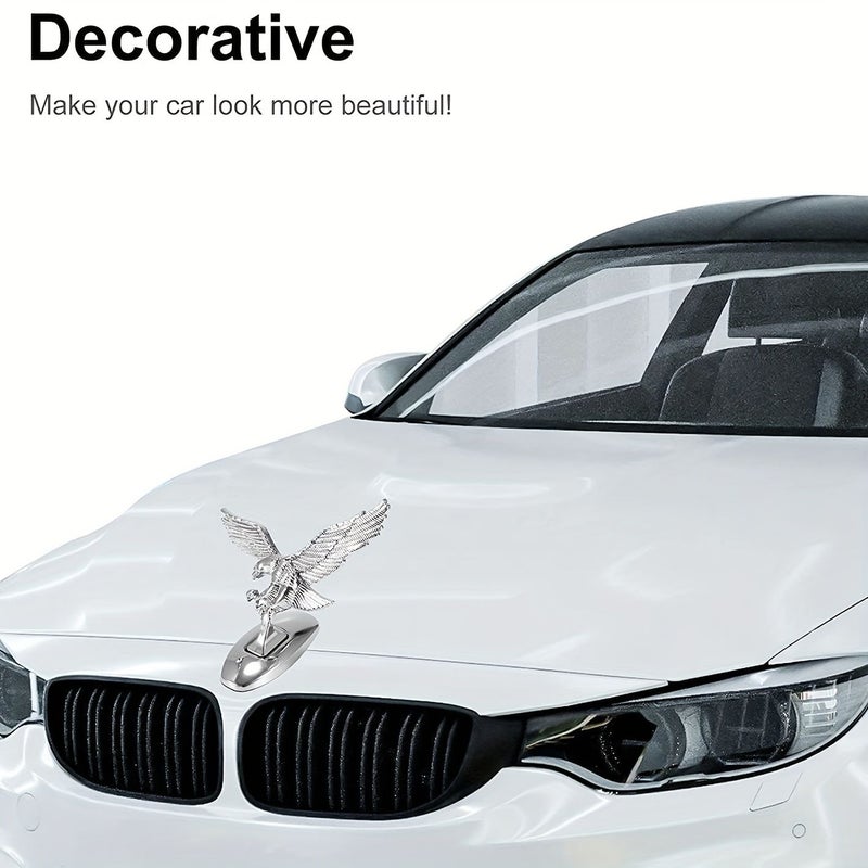 Silver Durable 3D Chrome Plated Eagle Car Ornament Waterproof Self Adhesive - Image 5