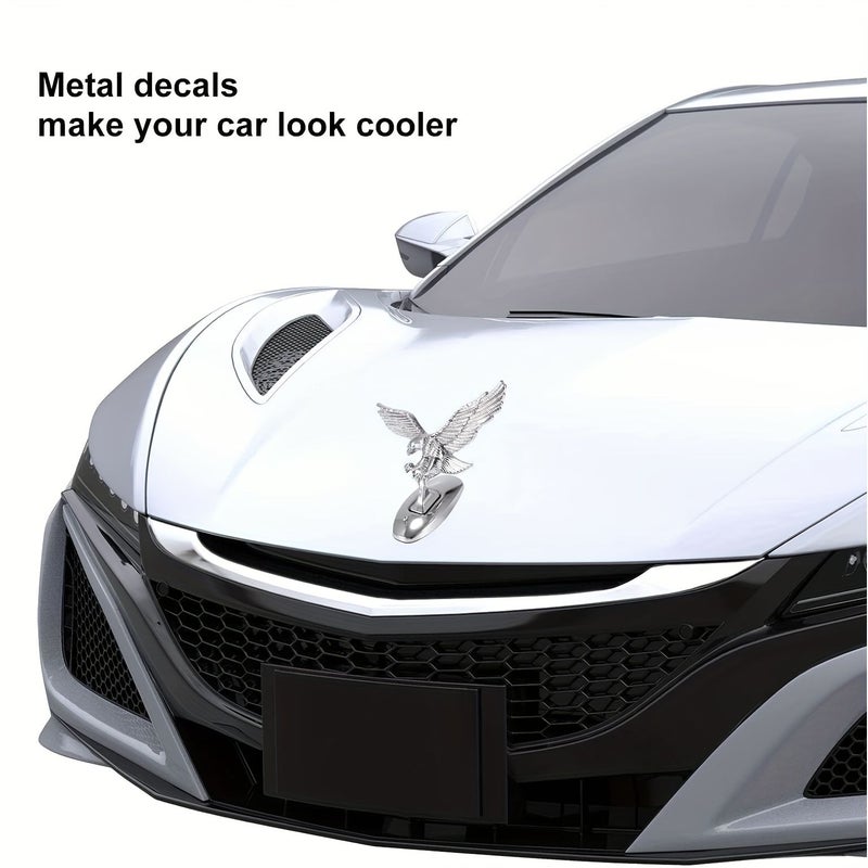 Silver Durable 3D Chrome Plated Eagle Car Ornament Waterproof Self Adhesive - Image 4