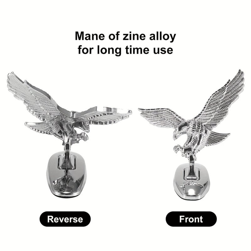 Silver Durable 3D Chrome Plated Eagle Car Ornament Waterproof Self Adhesive - Image 3
