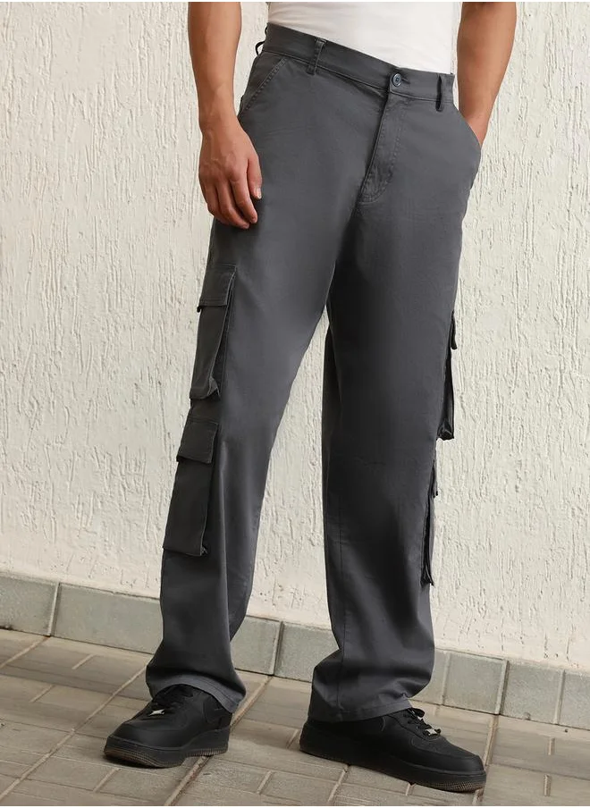 Hubberholme Straight Fit Double Cargo Pocket Pants by Styli