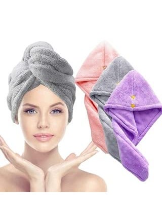 Generic Art of Gir GUJARAT Hair Towel Wrap Absorbent Towel HairDrying Bathrobe Magic Hair Warp Towel Super QuickDrying Microfiber Bath Towel Hair Dry Cap Salon Towel MulticolorSet of 1  - Image 1