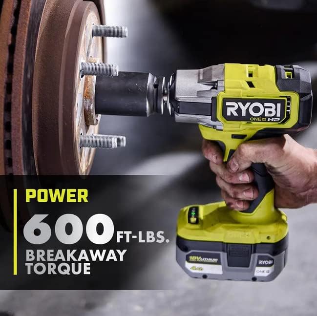 ريوبي RYOBI P262K1 ONE+ HP 18V بدون فرش لاسلكي 4 أوضاع 1/2 بوصة. طقم مفتاح ربط مع بطارية وشاحن ليثيوم أيون عالي الأداء 4.0 أمبير في الساعة - Image 4