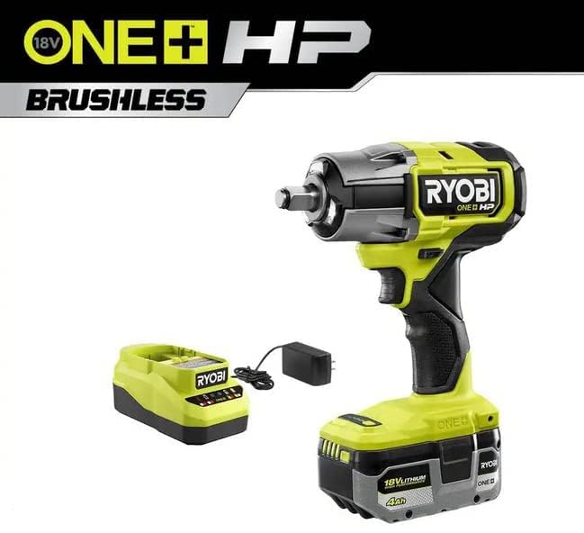 ريوبي RYOBI P262K1 ONE+ HP 18V بدون فرش لاسلكي 4 أوضاع 1/2 بوصة. طقم مفتاح ربط مع بطارية وشاحن ليثيوم أيون عالي الأداء 4.0 أمبير في الساعة - Image 3