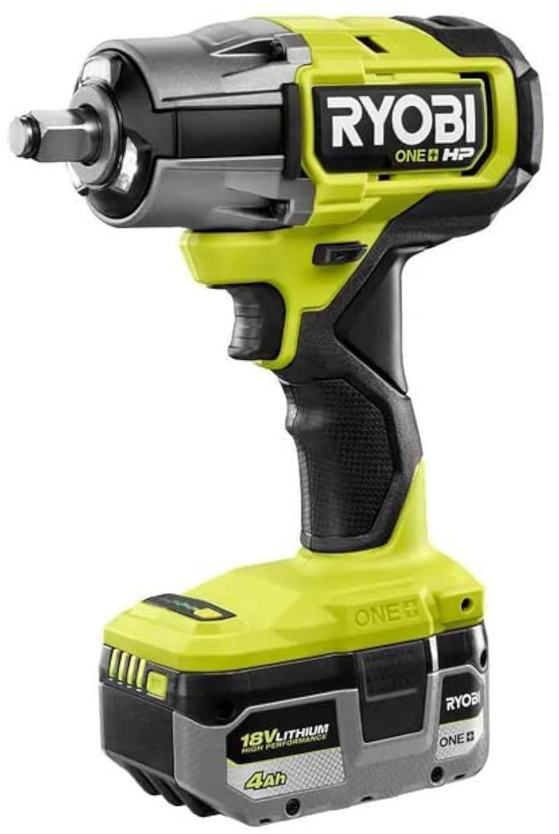 ريوبي RYOBI P262K1 ONE+ HP 18V بدون فرش لاسلكي 4 أوضاع 1/2 بوصة. طقم مفتاح ربط مع بطارية وشاحن ليثيوم أيون عالي الأداء 4.0 أمبير في الساعة - Image 1