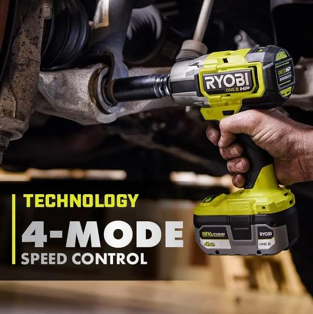 ريوبي RYOBI P262K1 ONE+ HP 18V بدون فرش لاسلكي 4 أوضاع 1/2 بوصة. طقم مفتاح ربط مع بطارية وشاحن ليثيوم أيون عالي الأداء 4.0 أمبير في الساعة - Image 5