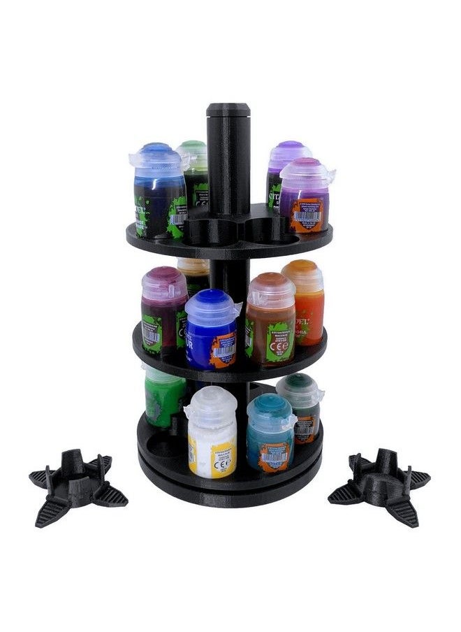 EnderToys - 3Tier Spinning Paint Rack For Tall Pots 3D Printed Desk Shelf Organizer For Tabletop Rpg Miniature Acrylics And Colors Compatible With Citadel Paints - Image 1