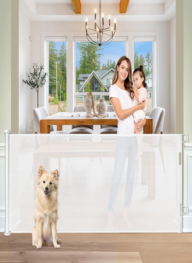 Moppets Extra Wide Baby Safety Gate for Kids for Stairs, Doors, Kitchen, Main Gate l 80 cm High & Upto 180 cm Wide Adjustment & Fully Retractable (White, GATE 180Cm) - Image 1