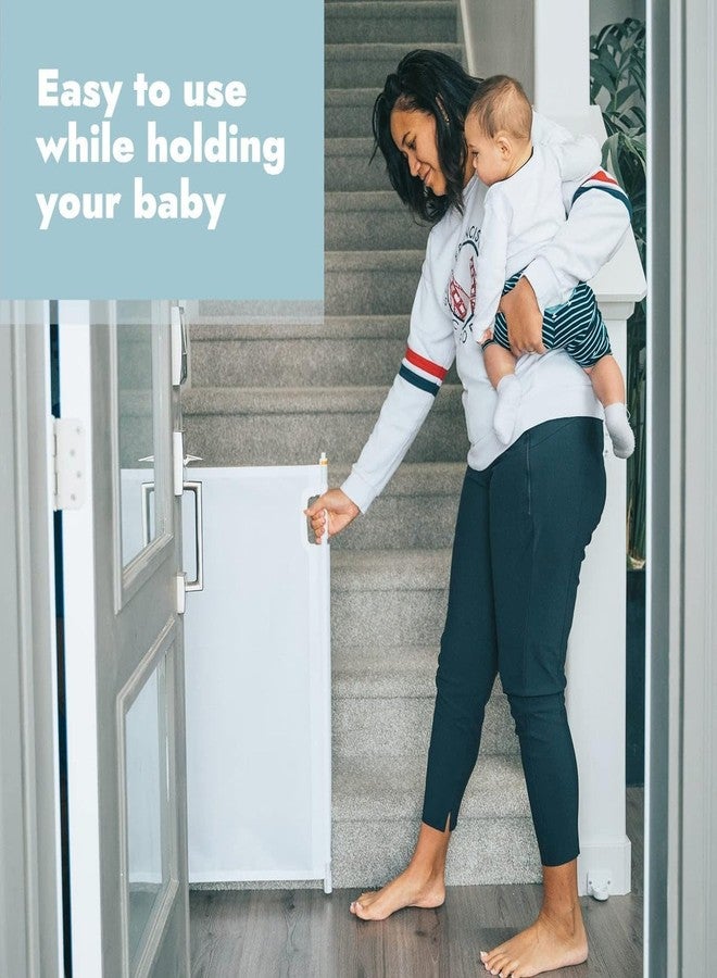 Moppets Extra Wide Baby Safety Gate for Kids for Stairs, Doors, Kitchen, Main Gate l 80 cm High & Upto 180 cm Wide Adjustment & Fully Retractable (White, GATE 180Cm) - Image 3