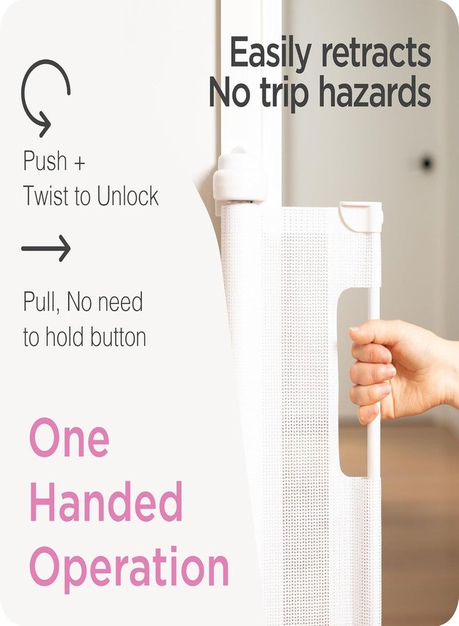 Moppets Extra Wide Baby Safety Gate for Kids for Stairs, Doors, Kitchen, Main Gate l 80 cm High & Upto 180 cm Wide Adjustment & Fully Retractable (White, GATE 180Cm) - Image 4