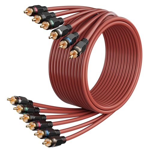 Adoreen 6-Channel RCA Audio Cable 8 Ft, Oxygen Free Copper Male to Male Twisted Pair RCA Interconnect Cable with Noise Reduction, Gold-Plated Premium Series for Car Stereo,Amplifier,Subwoofer,Speaker - Image 2
