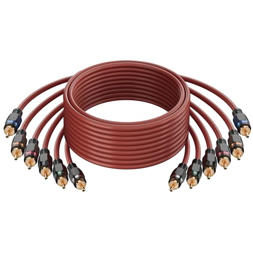 Adoreen 6-Channel RCA Audio Cable 8 Ft, Oxygen Free Copper Male to Male Twisted Pair RCA Interconnect Cable with Noise Reduction, Gold-Plated Premium Series for Car Stereo,Amplifier,Subwoofer,Speaker - Image 5