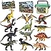 FRUSE Jurassic Dinosaur Toys12 PCS Realistic Dino FigurinesEducational Dino Figure Playset with Information Dino BookDinosaur Toys for Kids 35 - Image 2