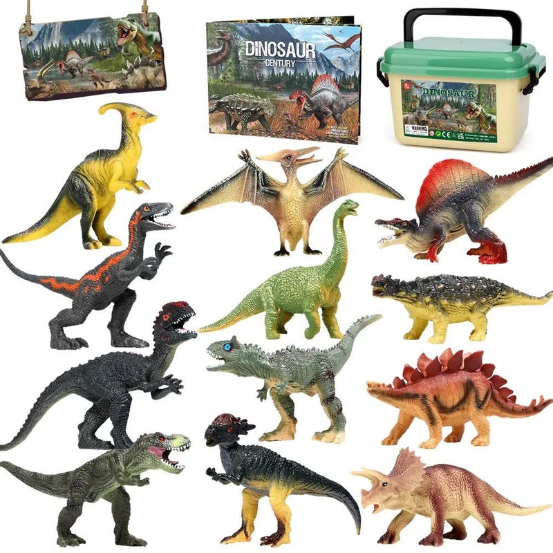 FRUSE Jurassic Dinosaur Toys12 PCS Realistic Dino FigurinesEducational Dino Figure Playset with Information Dino BookDinosaur Toys for Kids 35 - Image 4