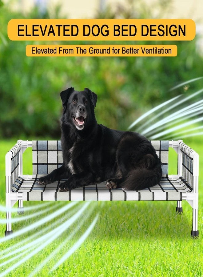 Caghash Elevated Raised Outdoor Dog Bed - Cooling Washable Dog Cot with Guardrail, Durable & Breathable Cotton Mesh Pet Hammock Beds with Stainless Steel Pipe Frame for Medium Pets (34'' x 20'' x 12'') - Image 5