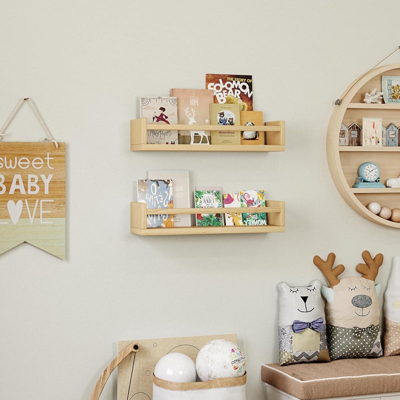 Onlysky Set of 4 Wall-Mounted Kid's Bookshelf - White Floating Nursery Book Shelves - Durable Wood Construction - Ideal for Nursery Decor, Kids Room, Toy Storage, ETJ001 - Image 4