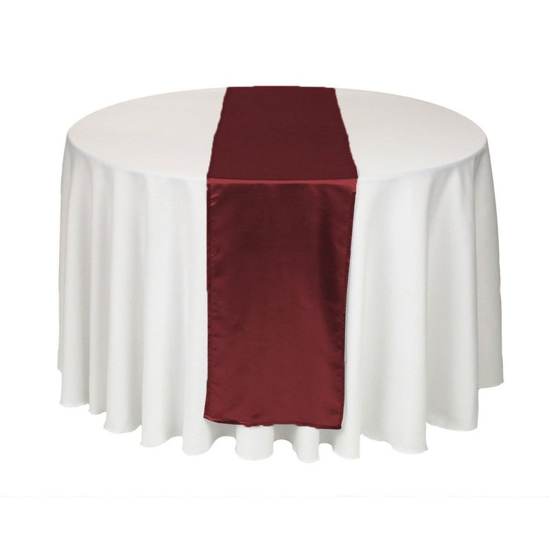 LinenTablecloth 14 x 108Inch Satin Table Runner Burgundy